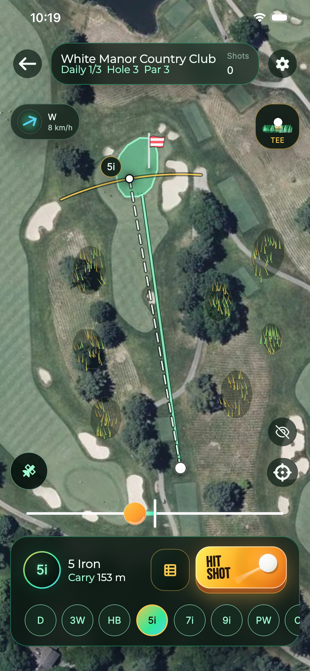 Local Golf approach shot on a real course map